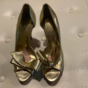 Paris Hilton Gold Peep Toe High Heels